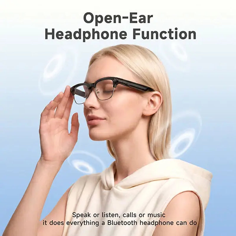TOOBUR Wearable AI Smart Glasses - Lightweight Casual Open-Ear Bluetooth Headphones with 8MP Camera, Video Recording, Touch Control, Call Answering, Real-Time Translation, Photochromic HD Lenses, Built-In Lithium Ion Cells Batteries (Cool Adult Gifts)