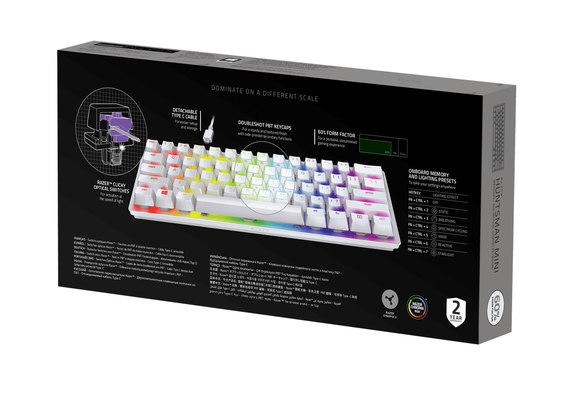 Huntsman Mini 60% Optical Gaming Keyboard, Linear Switch, Mercury