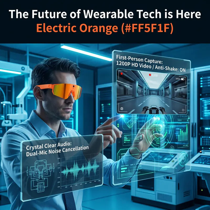 Real-Time Ai-Powered Smart Glasses - Recording Glasses with 1200P HD Video Recording, 8MP Anti-Shake Photography, Voice Assistant, Dual Microphones, Bluetooth Open Ear Audio, Uv-Protective Lenses for Sports, Travel