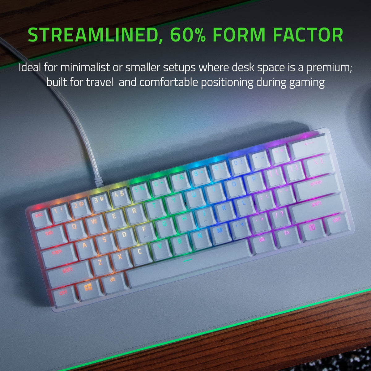 Huntsman Mini 60% Optical Gaming Keyboard, Linear Switch, Mercury