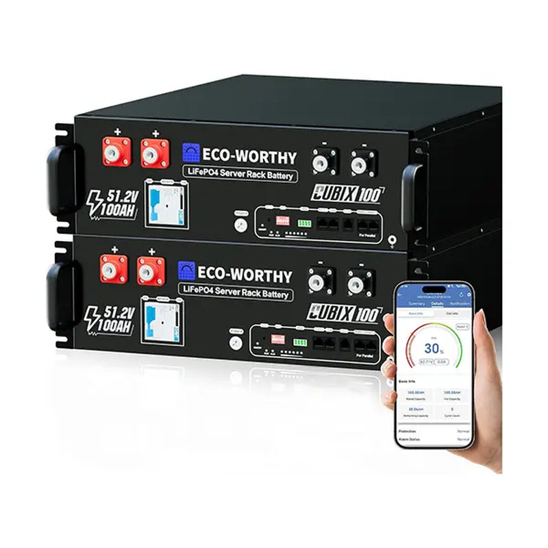 【Sold Out/Agotado】Eco-Worthy Cubix100 48V 100Ah Lifepo4 Server Rack Battery, 5120Wh Solar Energy Storage, UL1973 & UL9540 & CEC Listed, Bluetooth Wifi App & CAN/RS485 for Home Backup, Off-Grid Cabin