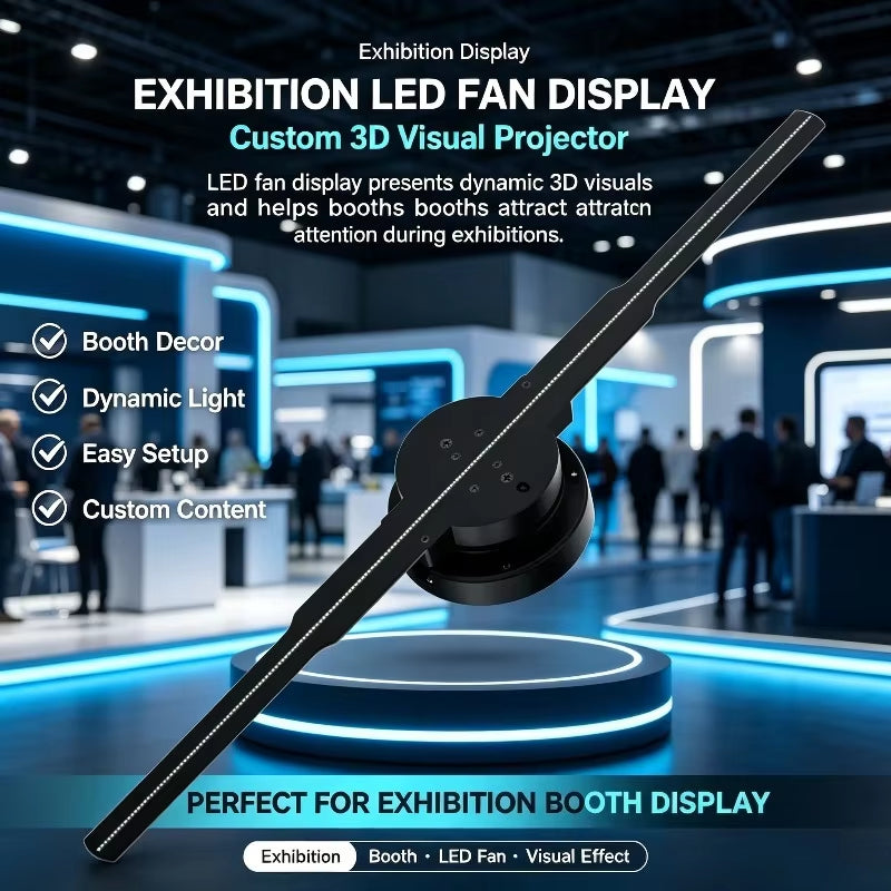 3D Holographic Fan Mobile Remote Control Custom Icon DIY Video LED Neon Light Rotating Display Holographic Projector Fan