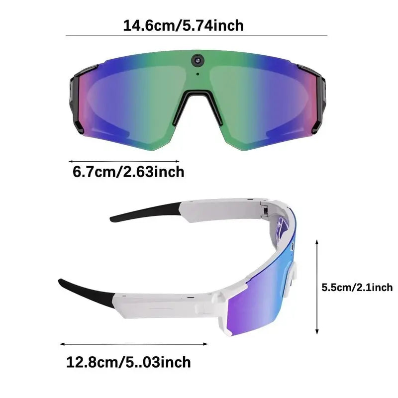 Real-Time Ai-Powered Smart Glasses - Recording Glasses with 1200P HD Video Recording, 8MP Anti-Shake Photography, Voice Assistant, Dual Microphones, Bluetooth Open Ear Audio, Uv-Protective Lenses for Sports, Travel