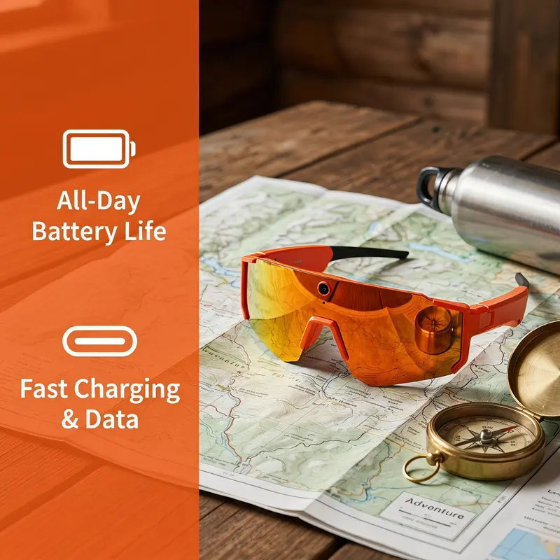 Real-Time Ai-Powered Smart Glasses - Recording Glasses with 1200P HD Video Recording, 8MP Anti-Shake Photography, Voice Assistant, Dual Microphones, Bluetooth Open Ear Audio, Uv-Protective Lenses for Sports, Travel