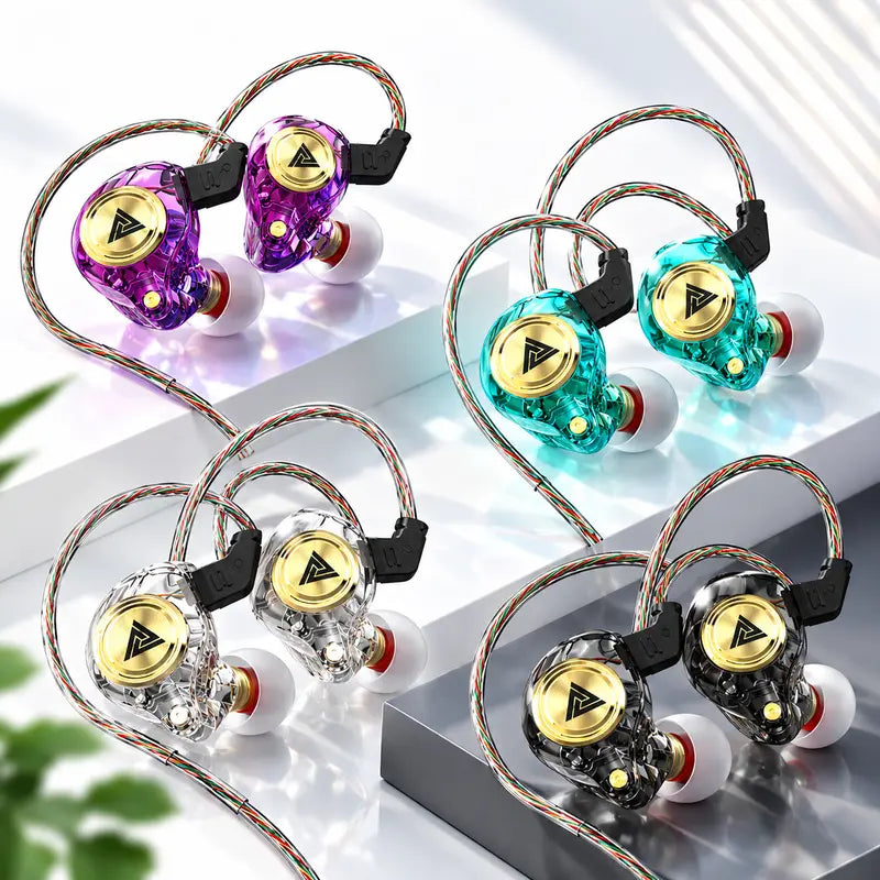 【Flash Sale】Qkz AK3 Portable Wired In-Ear Headset with Mic - Hifi Sound, Deep Subwoofer Bass, Noise Cancelling, Transparent Iems, Electronic Cable-Connected Audio Gaming Earbuds, Console Device Accessory, Geek Gift for Gamers