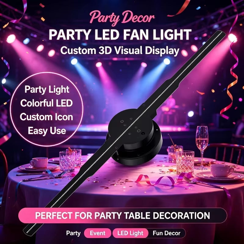 3D Holographic Fan Mobile Remote Control Custom Icon DIY Video LED Neon Light Rotating Display Holographic Projector Fan